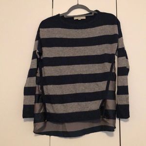 Striped mixed media sweater